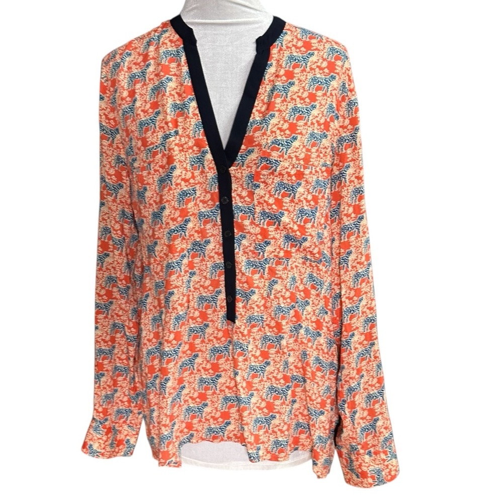 Anthropologie Vanessa Virginia Honore Tiger Print Blouse. Size 12